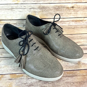 Fit Flop Womens Classic Tassel Superoxford Lace Up Shoes Lizard Print Leather 10
